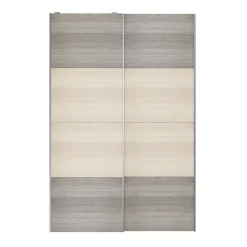Portes de placard coulissantes 2 vantaux panneaux effet chêne et chêne grisé GoodHome Atomia H. 225 x L. 150 x ép. 5,5 cm