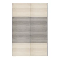 Portes de placard coulissantes 2 vantaux panneaux effet chêne et chêne grisé GoodHome Atomia H. 225 x L. 150 x ép. 5,5 cm