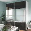 Portes de placard coulissantes 2 vantaux panneaux anthracite brillants et miroir GoodHome Atomia H. 225 x L. 200 x ép. 5,5 cm