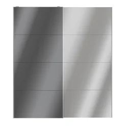 Portes de placard coulissantes 2 vantaux panneaux anthracite brillants et miroir GoodHome Atomia H. 225 x L. 200 x ép. 5,5 cm