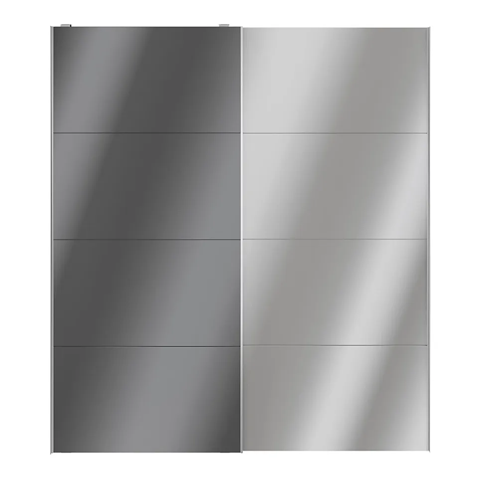 Portes de placard coulissantes 2 vantaux panneaux anthracite brillants et miroir GoodHome Atomia H. 225 x L. 200 x ép. 5,5 cm