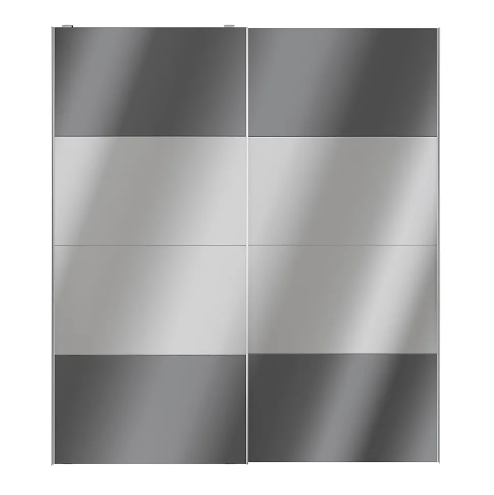 Portes de placard coulissantes 2 vantaux panneaux anthracite brillants et miroir GoodHome Atomia H. 225 x L. 200 x ép. 5,5 cm