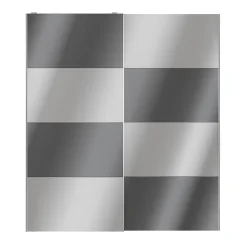Portes de placard coulissantes 2 vantaux panneaux anthracite brillants et miroir GoodHome Atomia H. 225 x L. 200 x ép. 5,5 cm