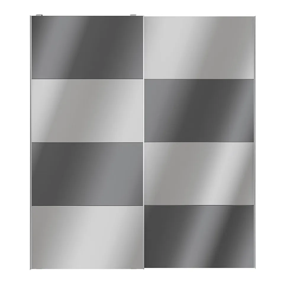Portes de placard coulissantes 2 vantaux panneaux anthracite brillants et miroir GoodHome Atomia H. 225 x L. 200 x ép. 5,5 cm