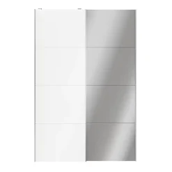 Portes de placard coulissantes 2 vantaux panneaux blancs et miroir GoodHome Atomia H. 225 x L. 150 x ép. 5,5 cm