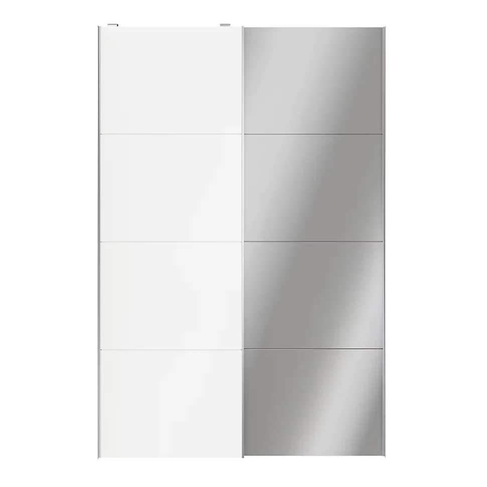 Portes de placard coulissantes 2 vantaux panneaux blancs et miroir GoodHome Atomia H. 225 x L. 150 x ép. 5,5 cm