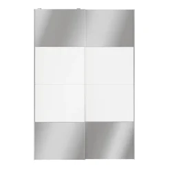 Portes de placard coulissantes 2 vantaux panneaux blancs et miroir GoodHome Atomia H. 225 x L. 150 x ép. 5,5 cm