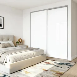 Portes de placard coulissantes 2 vantaux panneaux blancs brillants GoodHome Atomia H. 225 x L. 150 x ép. 5,5 cm