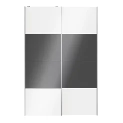 Portes de placard coulissantes 2 vantaux panneaux blancs brillants et anthracite brillants GoodHome Atomia H. 225 x L. 150 x ép. 5,5 cm