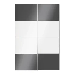 Portes de placard coulissantes 2 vantaux panneaux blancs brillants et anthracite brillants GoodHome Atomia H. 225 x L. 150 x ép. 5,5 cm