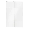 Portes de placard coulissantes 2 vantaux panneaux blancs et blancs brillants GoodHome Atomia H. 225 x L. 150 x ép. 5,5 cm