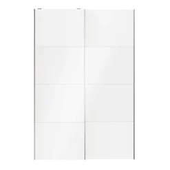 Portes de placard coulissantes 2 vantaux panneaux blancs et blancs brillants GoodHome Atomia H. 225 x L. 150 x ép. 5,5 cm
