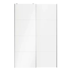 Portes de placard coulissantes 2 vantaux panneaux blancs et blancs brillants GoodHome Atomia H. 225 x L. 150 x ép. 5,5 cm