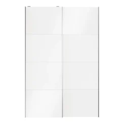 Portes de placard coulissantes 2 vantaux panneaux blancs et blancs brillants GoodHome Atomia H. 225 x L. 150 x ép. 5,5 cm