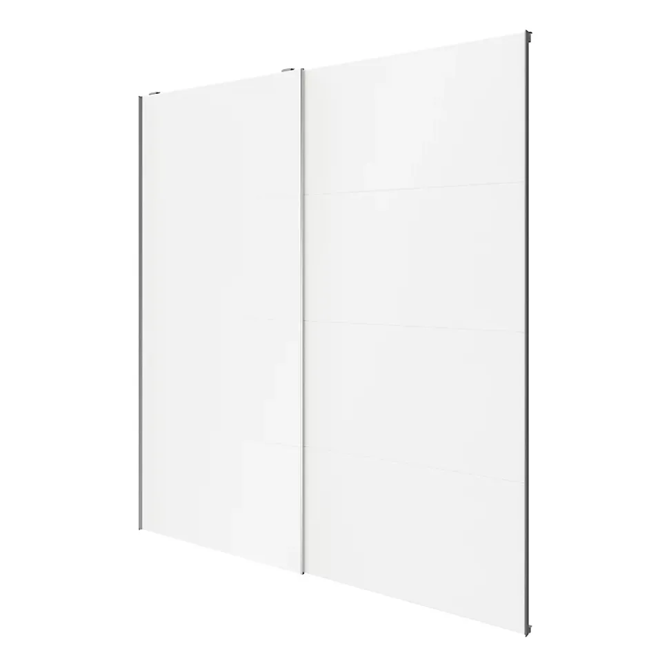 Portes de placard coulissantes 2 vantaux panneaux blancs GoodHome Atomia H. 225 x L. 200 x ép. 5,5 cm