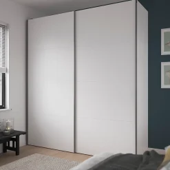 Portes de placard coulissantes 2 vantaux panneaux blancs GoodHome Atomia H. 225 x L. 150 x ép. 5,5 cm