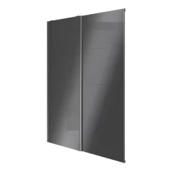 Portes de placard coulissantes 2 vantaux panneaux anthracite brillants GoodHome Atomia H. 225 x L. 150 x ép. 5,5 cm