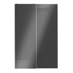 Portes de placard coulissantes 2 vantaux panneaux anthracite brillants GoodHome Atomia H. 225 x L. 150 x ép. 5,5 cm