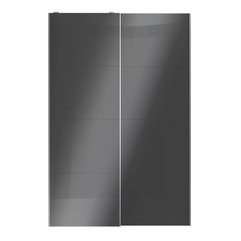 Portes de placard coulissantes 2 vantaux panneaux anthracite brillants GoodHome Atomia H. 225 x L. 150 x ép. 5,5 cm