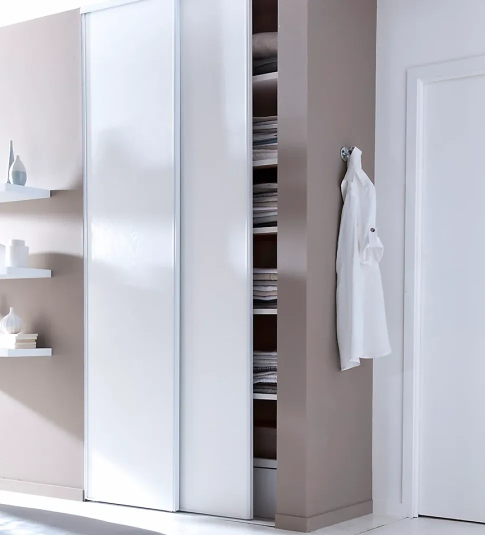 Portes de placard coulissantes blanches effet bois GoodHome Romero H 250 x L.60 cm, 2 portes
