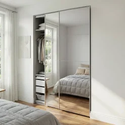 Portes de placard coulissantes 2 vantaux panneaux miroir GoodHome Atomia H. 225 x L. 150 x ép. 5,5 cm