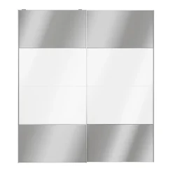 Portes de placard coulissantes 2 vantaux panneaux blancs brillants et miroir GoodHome Atomia H. 225 x L. 200 x ép. 5,5 cm