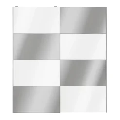 Portes de placard coulissantes 2 vantaux panneaux blancs brillants et miroir GoodHome Atomia H. 225 x L. 200 x ép. 5,5 cm