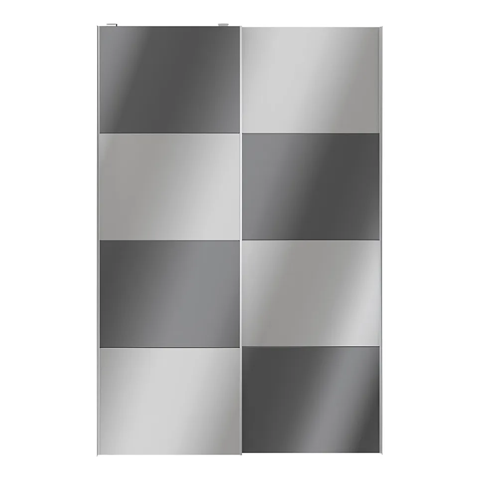 Portes de placard coulissantes 2 vantaux panneaux anthracite brillants et miroir GoodHome Atomia H. 225 x L. 150 x ép. 5,5 cm