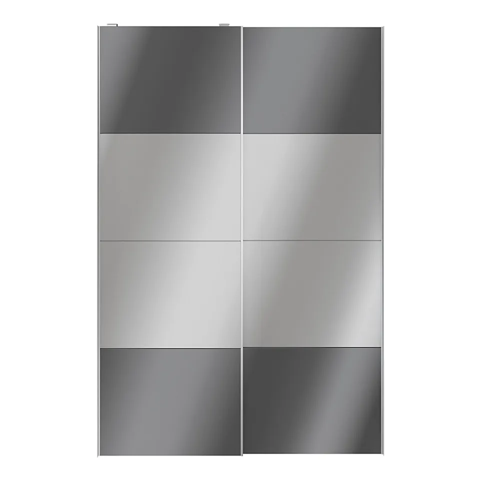 Portes de placard coulissantes 2 vantaux panneaux anthracite brillants et miroir GoodHome Atomia H. 225 x L. 150 x ép. 5,5 cm