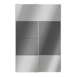 Portes de placard coulissantes 2 vantaux panneaux anthracite brillants et miroir GoodHome Atomia H. 225 x L. 150 x ép. 5,5 cm