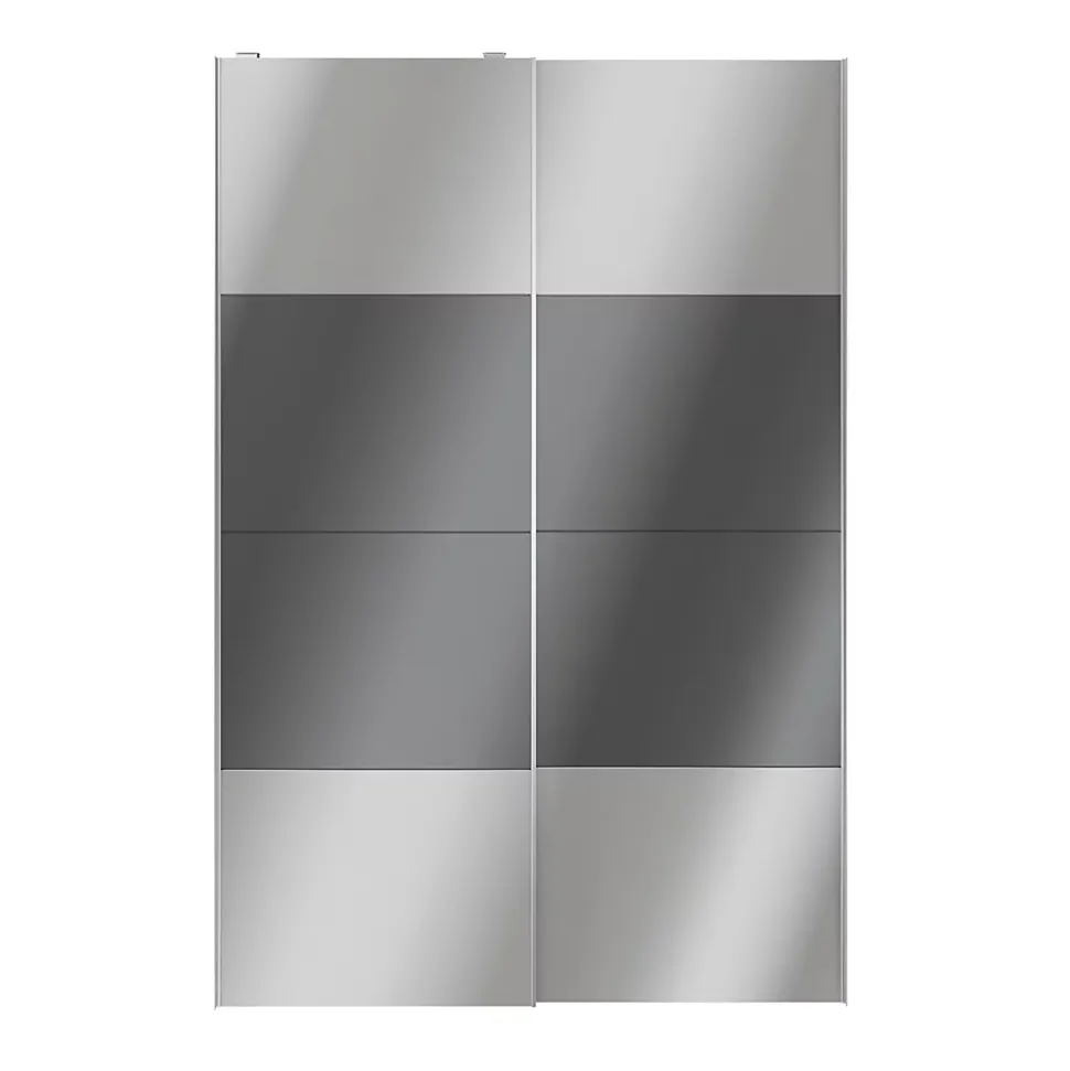 Portes de placard coulissantes 2 vantaux panneaux anthracite brillants et miroir GoodHome Atomia H. 225 x L. 150 x ép. 5,5 cm