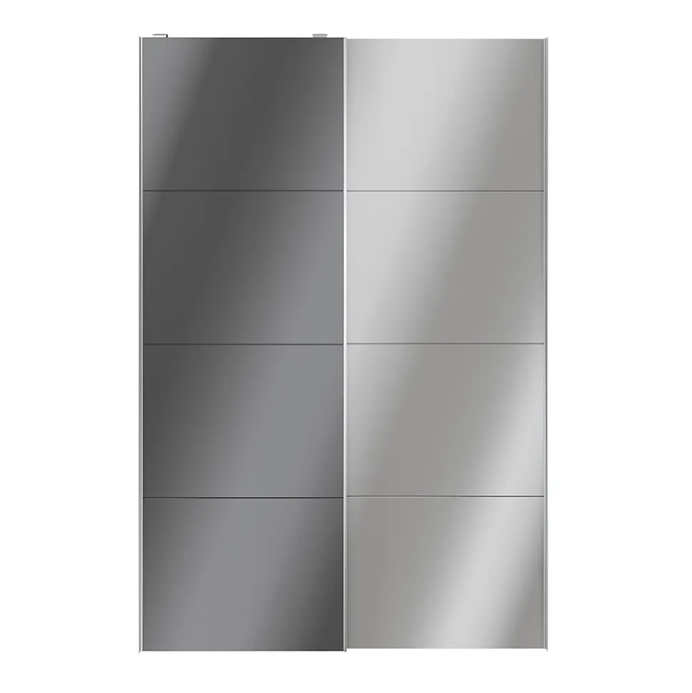 Portes de placard coulissantes 2 vantaux panneaux anthracite brillants et miroir GoodHome Atomia H. 225 x L. 150 x ép. 5,5 cm