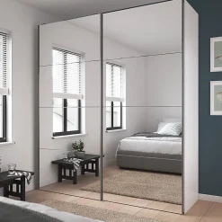 Portes de placard coulissantes 2 vantaux panneaux miroir GoodHome Atomia H. 225 x L. 200 x ép. 5,5 cm