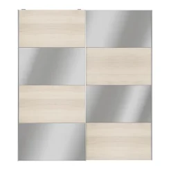 Portes de placard coulissantes 2 vantaux panneaux effet chêne et miroir GoodHome Atomia H. 225 x L. 200 x ép. 5,5 cm