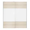 Portes de placard coulissantes 2 vantaux panneaux blancs et effet chêne GoodHome Atomia H. 225 x L. 200 x ép. 5,5 cm