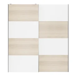 Portes de placard coulissantes 2 vantaux panneaux blancs et effet chêne GoodHome Atomia H. 225 x L. 200 x ép. 5,5 cm