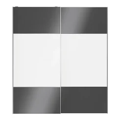 Portes de placard coulissantes 2 vantaux panneaux blancs et anthracite brillants GoodHome Atomia H. 225 x L. 200 x ép. 5,5 cm