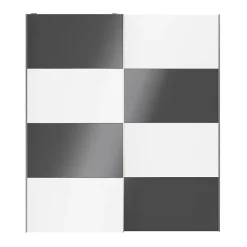 Portes de placard coulissantes 2 vantaux panneaux blancs et anthracite brillants GoodHome Atomia H. 225 x L. 200 x ép. 5,5 cm