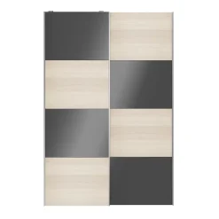 Portes de placard coulissantes 2 vantaux panneaux anthracite brillants et effet chêne GoodHome Atomia H. 225 x L. 150 x ép. 5,5 cm