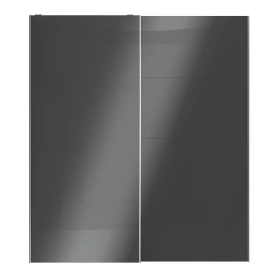 Portes de placard coulissantes 2 vantaux panneaux anthracite brillants GoodHome Atomia H. 225 x L. 200 x ép. 5,5 cm