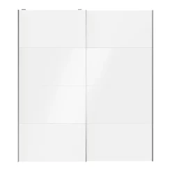 Portes de placard coulissantes 2 vantaux panneaux blancs et blancs brillants GoodHome Atomia H. 225 x L. 200 x ép. 5,5 cm