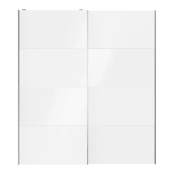 Portes de placard coulissantes 2 vantaux panneaux blancs et blancs brillants GoodHome Atomia H. 225 x L. 200 x ép. 5,5 cm