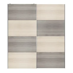Portes de placard coulissantes 2 vantaux panneaux effet chêne et chêne grisé GoodHome Atomia H. 225 x L. 200 x ép. 5,5 cm