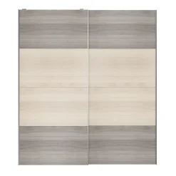 Portes de placard coulissantes 2 vantaux panneaux effet chêne et chêne grisé GoodHome Atomia H. 225 x L. 200 x ép. 5,5 cm