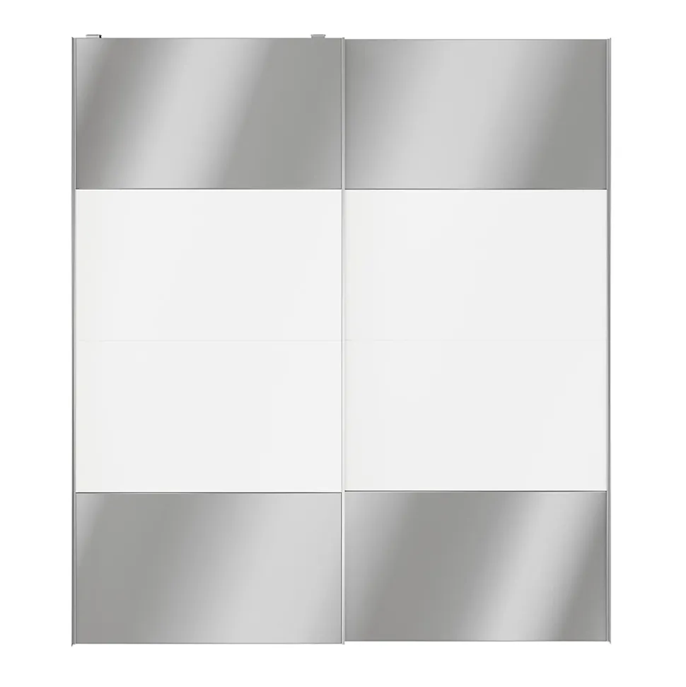 Portes de placard coulissantes 2 vantaux panneaux blancs et miroir GoodHome Atomia H. 225 x L. 200 x ép. 5,5 cm