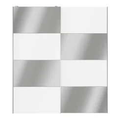 Portes de placard coulissantes 2 vantaux panneaux blancs et miroir GoodHome Atomia H. 225 x L. 200 x ép. 5,5 cm