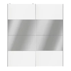 Portes de placard coulissantes 2 vantaux panneaux blancs et miroir GoodHome Atomia H. 225 x L. 200 x ép. 5,5 cm
