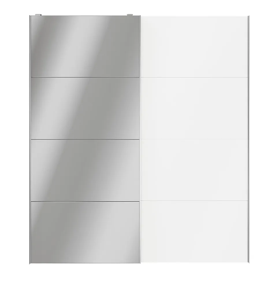 Portes de placard coulissantes 2 vantaux panneaux blancs et miroir GoodHome Atomia H. 225 x L. 200 x ép. 5,5 cm