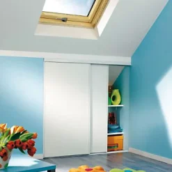 Portes de placard coulissantes blanches effet bois GoodHome Romero H. 120 x l. 60 cm, 2 portes