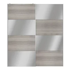Portes de placard coulissantes 2 vantaux panneaux effet chêne grisé et miroir GoodHome Atomia H. 225 x L. 200 x ép. 5,5 cm